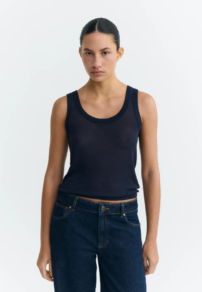 NAVY NOCTA KNITTED TOP - THINKING MU - DAMEN | Tops