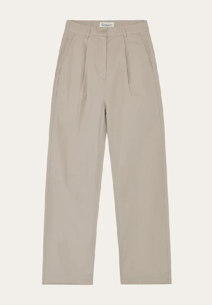 Poplin pleat pants Light feather gray - Knowledge Cotton Apparel - MARKEN | Knowledge Cotton Apparel