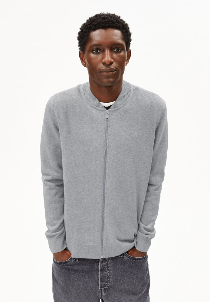 AGAAMON KNIT CARDIGAN silver melange - ARMEDANGELS - HERREN | Pullover & Cardigans