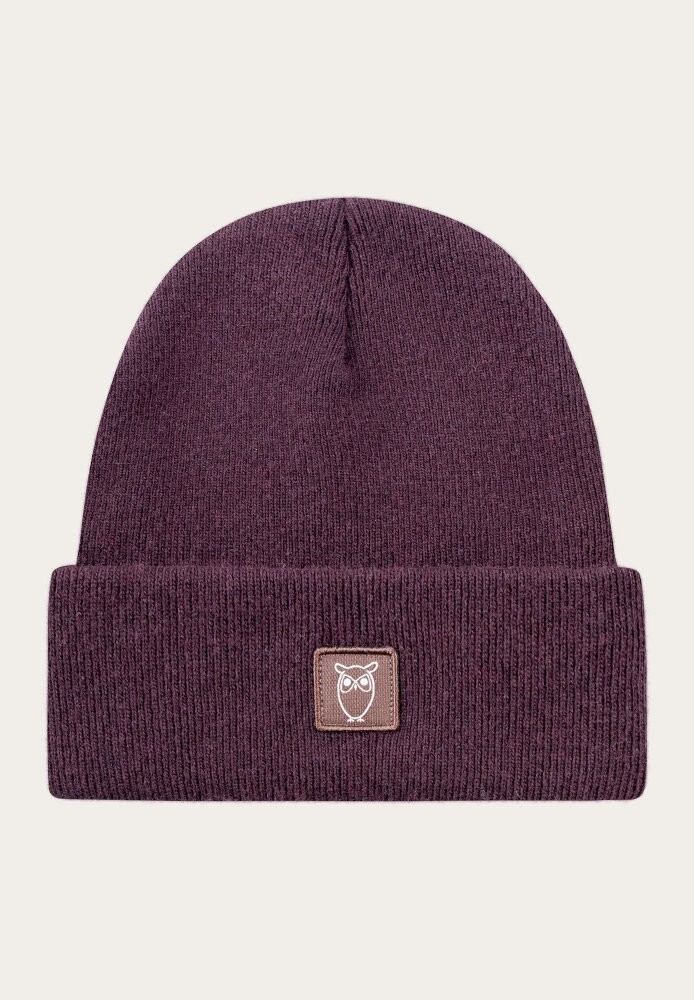 Double layer wool beanie Deep Mahogany - Knowledge Cotton Apparel - HERREN | Accessoires | Mützen
