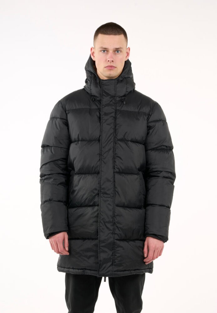 REPREVE™ puffer long jacket THERMO ACTIVE™ Black Jet - Knowledge Cotton Apparel - MARKEN | Knowledge Cotton Apparel