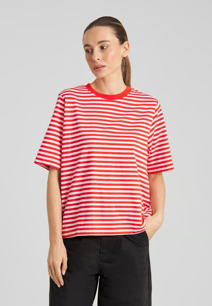 T-shirt Vadstena Stripes Grenadine Red - DEDICATED - NEU