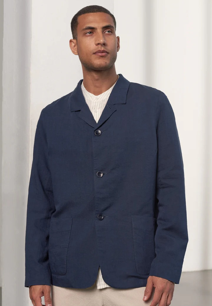 ELMAR blazer linen cold navy - About Companions - HERREN | Jacken & Mäntel | Overshirts