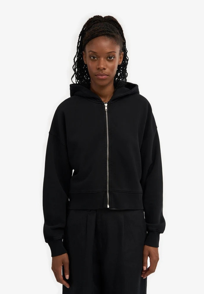 Organic Crop Zip Hood Deep Black - COLORFUL STANDARD - DAMEN | Sweats & Hoodies