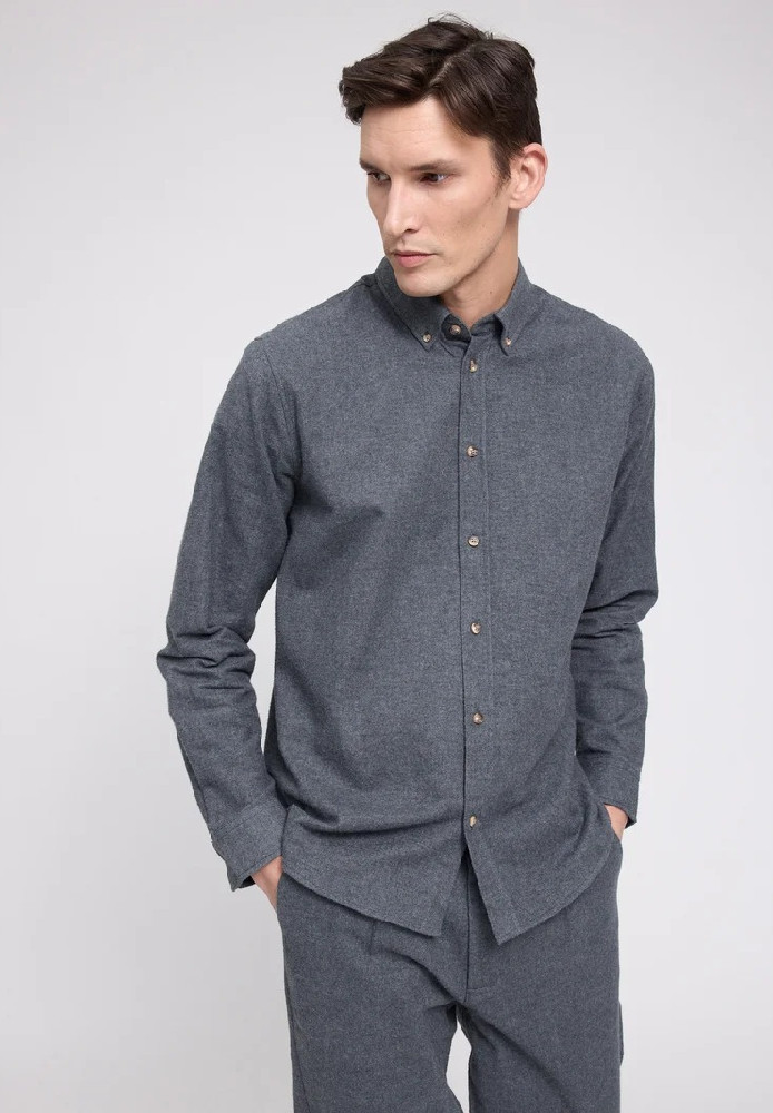Flannel Shirt (Herren) anthracite mel. - MAZINE - NEU