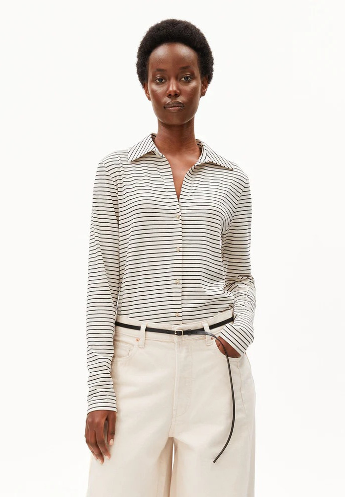NALAANNIA STRIPE BLOUSE oatmilk-black - ARMEDANGELS - NEU