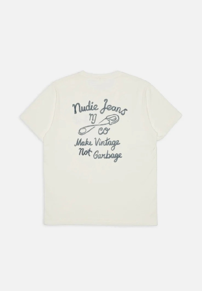 Roy T-Shirt NJCO Pin Chalk White - Nudie Jeans - HERREN | T-Shirts | Print-T-Shirts