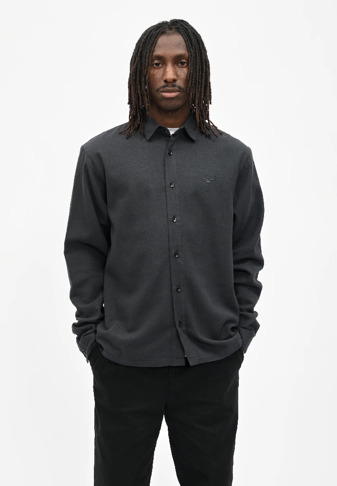 Shirt L/S Ligull Flannel Blue Graphite - Cleptomanicx - NEU