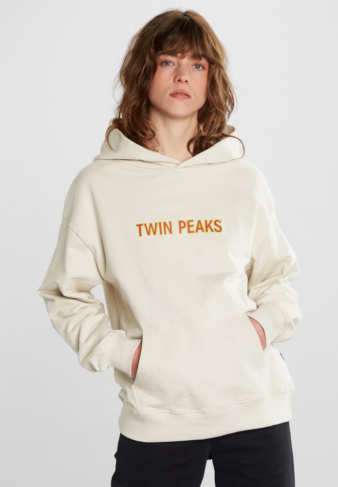 Hoodie Sundborn Twin Peaks Logo Oat White - DEDICATED - DAMEN | Sweats & Hoodies