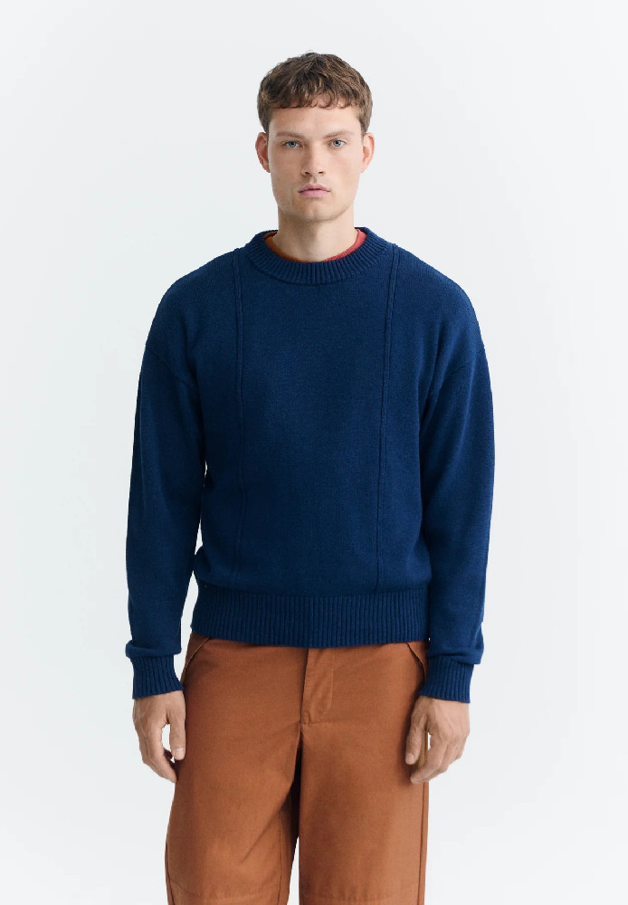 NAVY COLE KNITTED SWEATER - THINKING MU - HERREN | Pullover & Cardigans