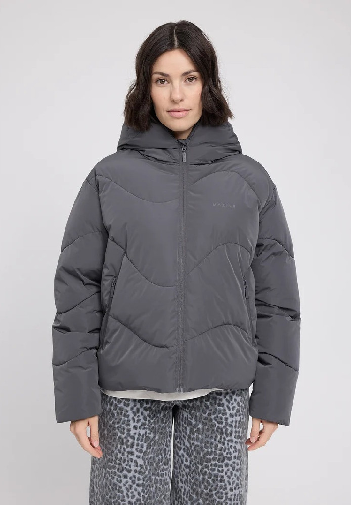 Waves Quilt Short Puffer Jacket (Damen) dark grey - MAZINE - NEU