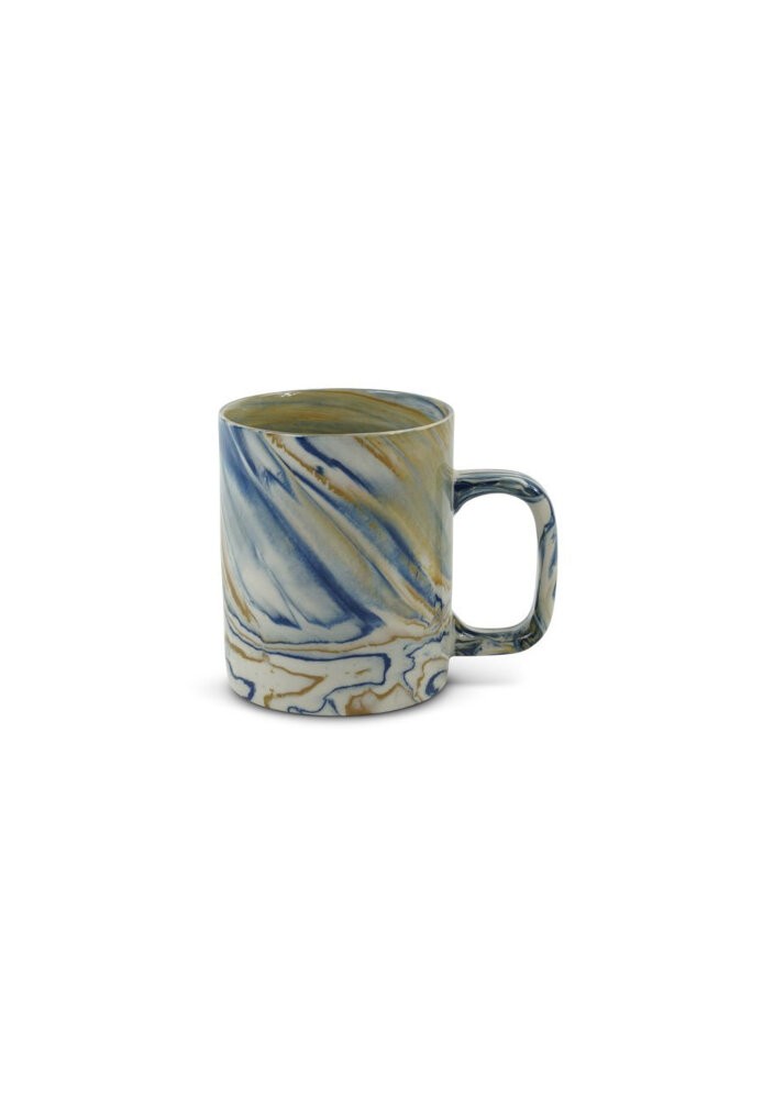 Cup L 350ml glossy marble mustard & blue - KINTA - MARKEN | KINTA