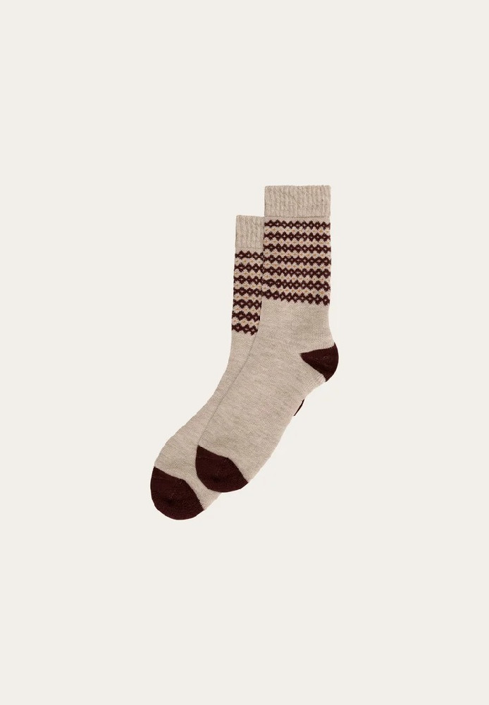 Wool jacquard socks Brown - Knowledge Cotton Apparel - MARKEN | Knowledge Cotton Apparel