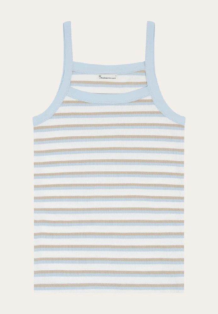 Rib strap top Multi color stripe - Knowledge Cotton Apparel - DAMEN | Tops