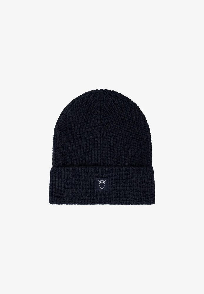 Rib badge beanie Total Eclipse - Knowledge Cotton Apparel - MARKEN | Knowledge Cotton Apparel