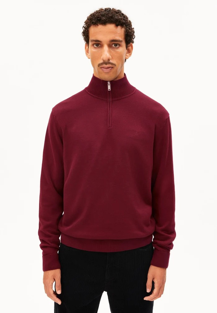 FAABES HALF ZIP KNIT SWEATER velvet red - ARMEDANGELS - HERREN | Pullover & Cardigans