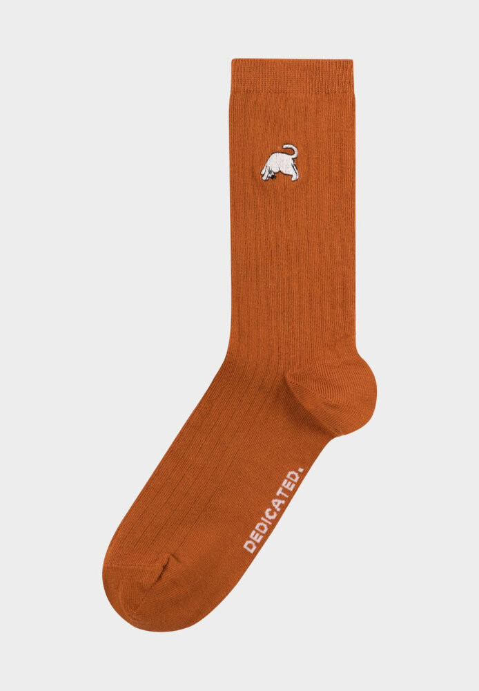 Rib Socks Knivsta Dog Pose Cinnamon Orange - DEDICATED - NEU