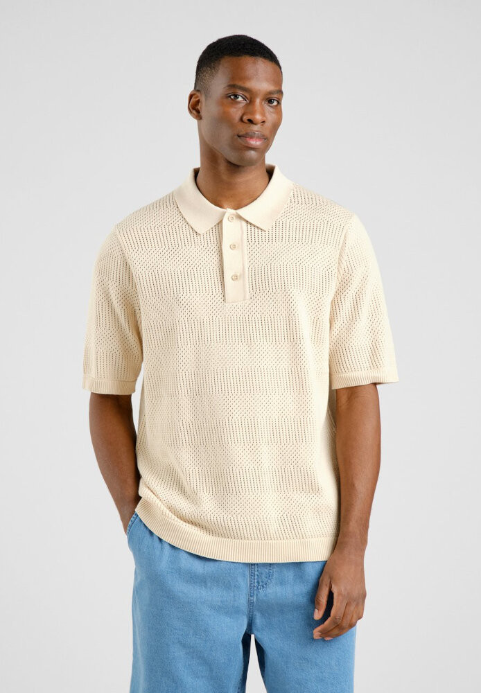 Knitted Polo Nogersund Vanilla White - DEDICATED - HERREN | Pullover & Cardigans