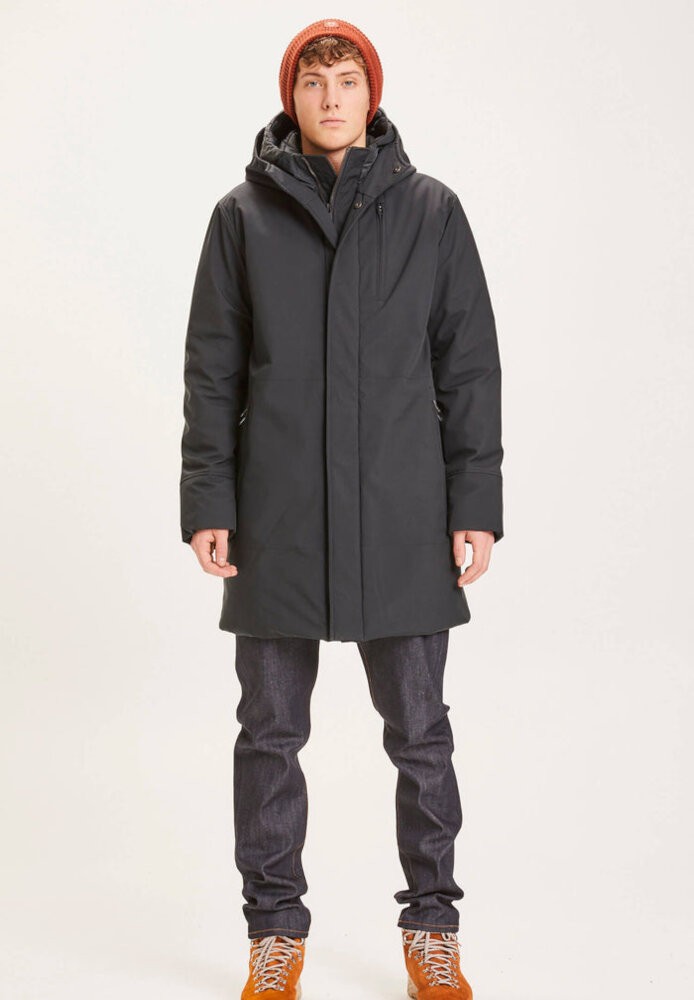 Long soft shell jacket CLIMATE SHELL? Black Jet - Knowledge Cotton Apparel - MARKEN | Knowledge Cotton Apparel