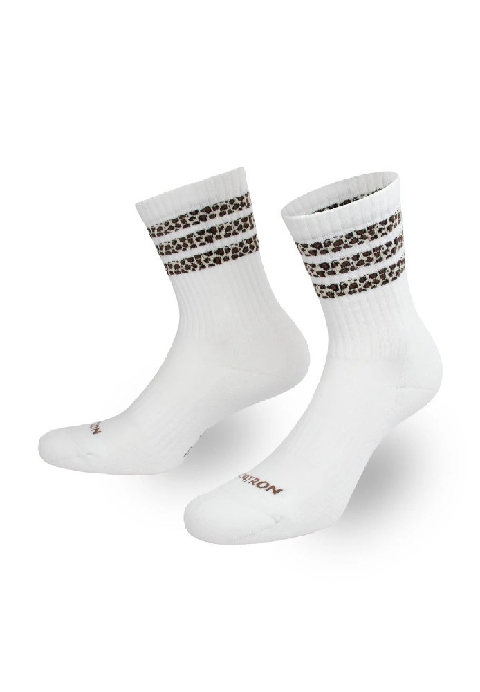 Leo Stripes Sportsocken weiss beige braun - PATRON SOCKS - NEU