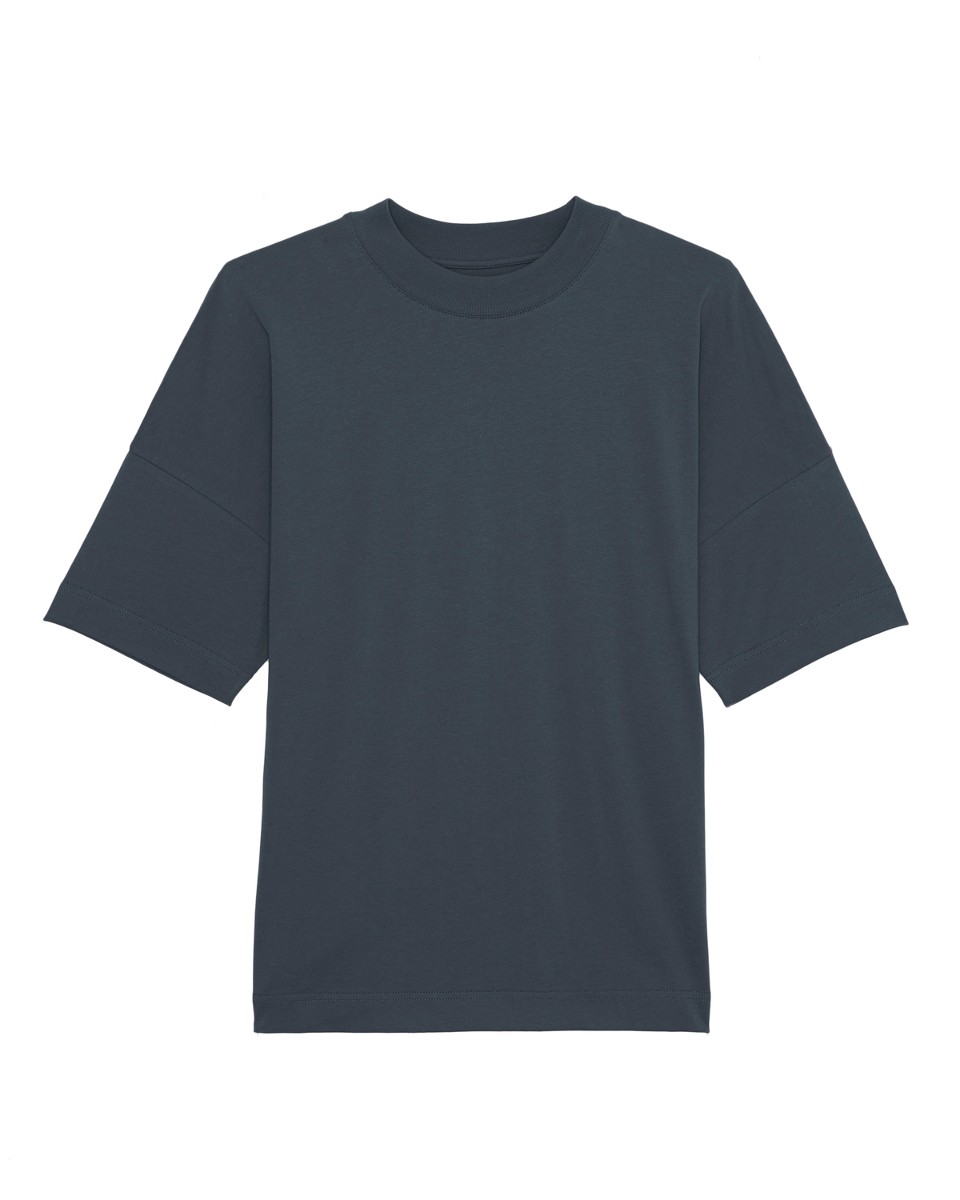 Oversized Big Collar T-Shirt India Ink Grey - gw Basics - HERREN | T-Shirts | Unifarben & Streifen