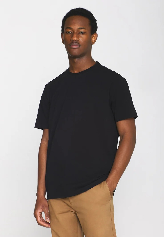 Basic t-shirt Black Jet - Knowledge Cotton Apparel - HERREN | T-Shirts | Unifarben & Streifen