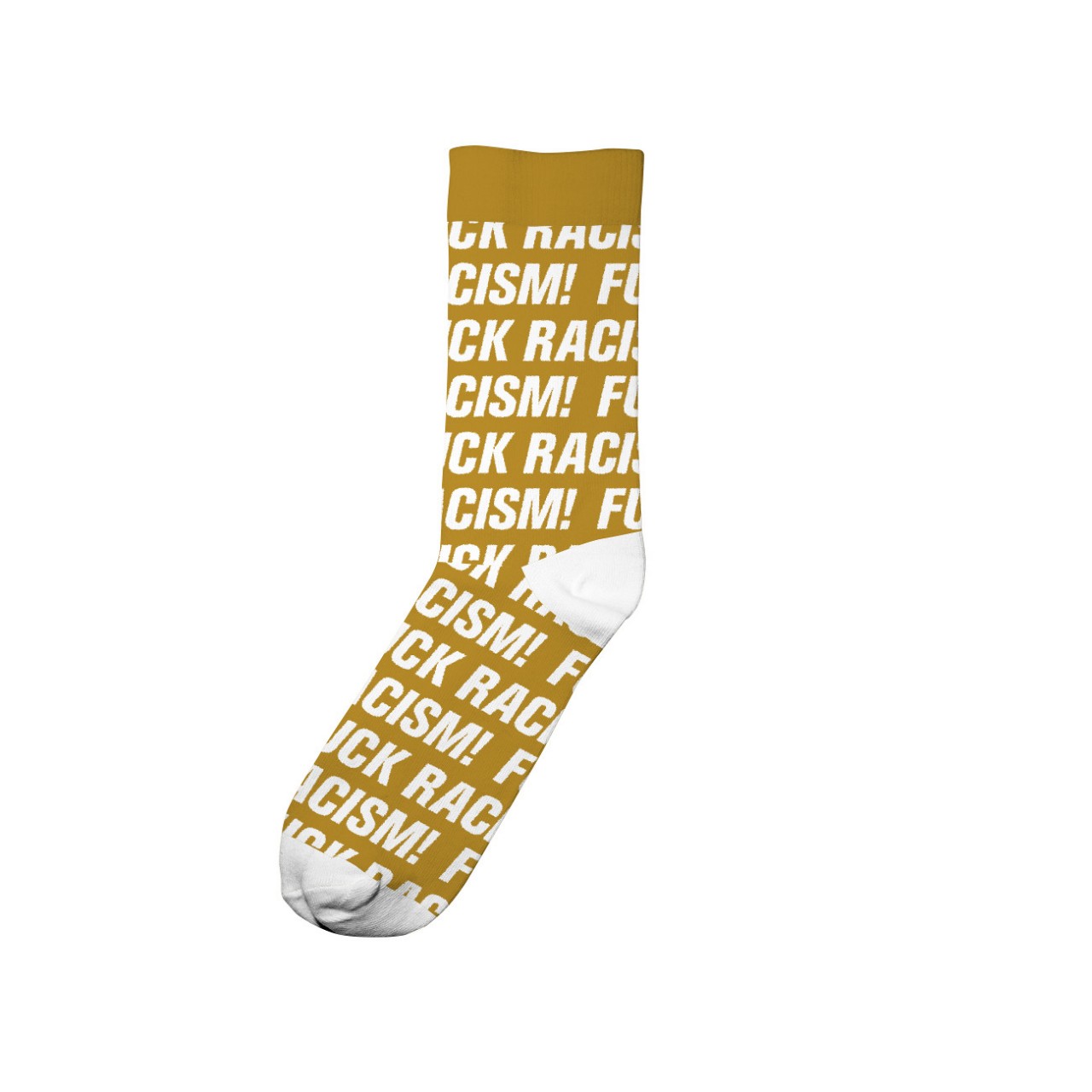 Socks Sigtuna Fuck Racism Pattern Golden Yellow