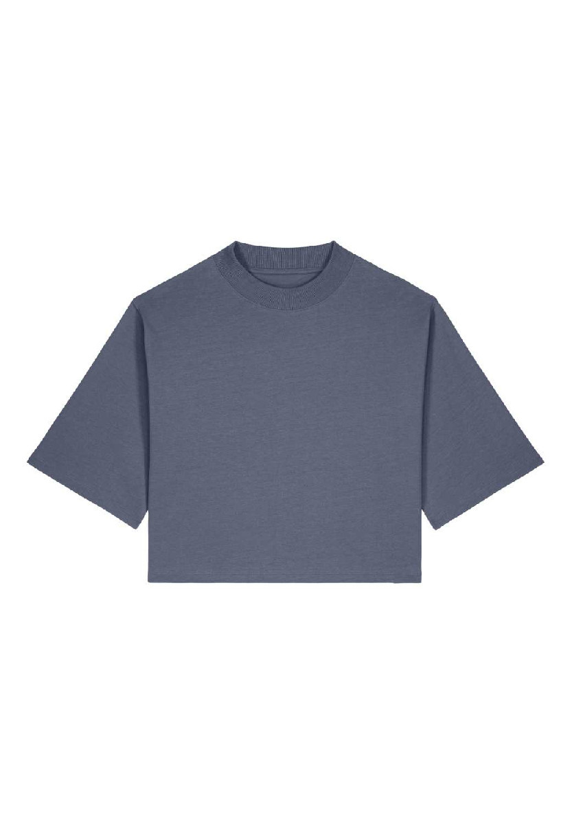 WS Oversized Cropped T-Shirt Blue Grey - gw Basics - NEU