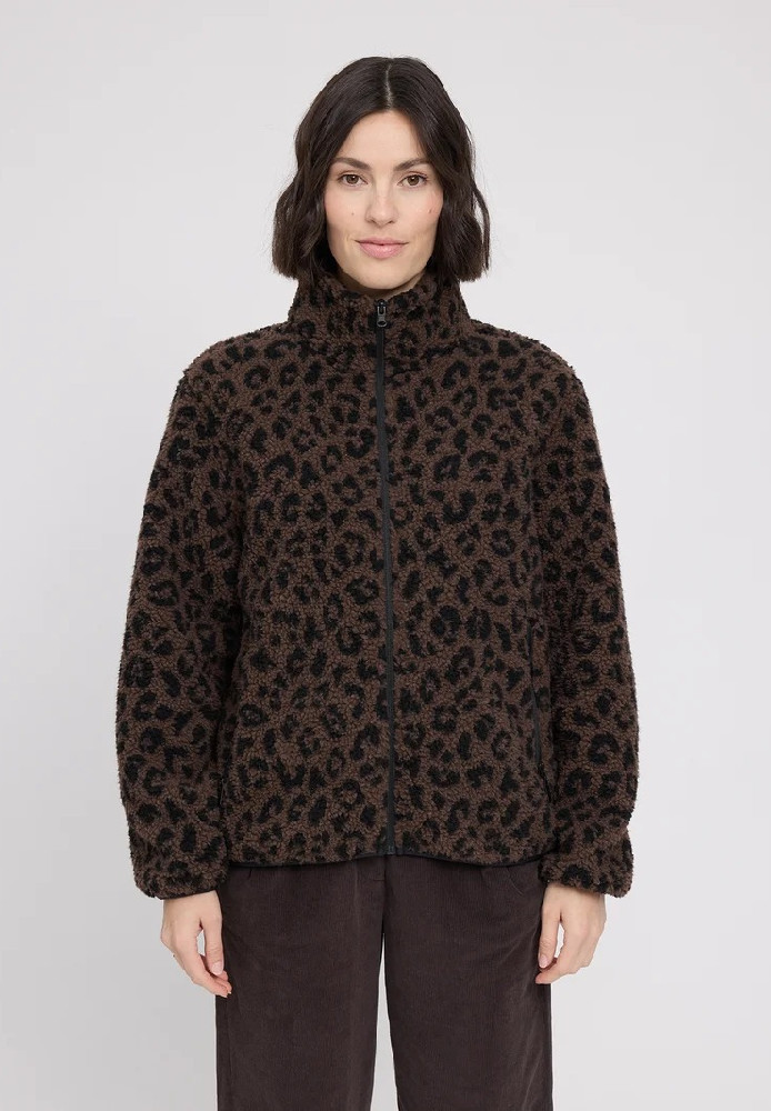 Printed Teddy-Fleece Jacket (Damen) chocolate brown/printed - MAZINE - NEU