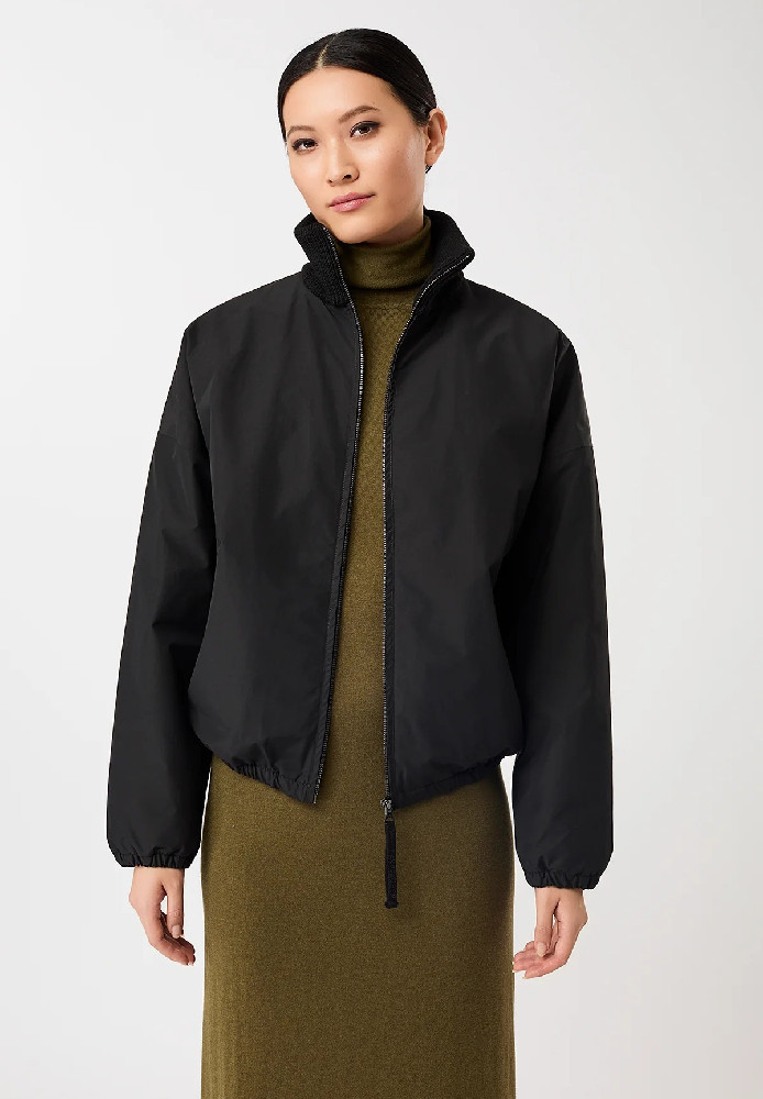 Wattierter Blouson mit Rippenkragen black - LangerChen - NEU