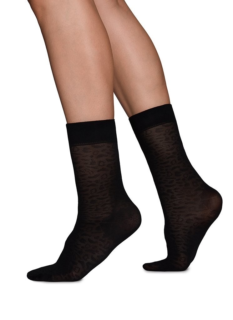 Emma Leopard Socks black - Swedish Stockings - DAMEN | Unterwäsche & Socken | Socken