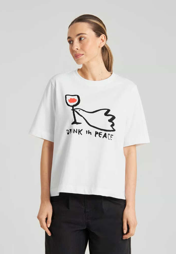 T-shirt Vadstena Drink In Peace White - DEDICATED - DAMEN | T-Shirts | Print-T-Shirts
