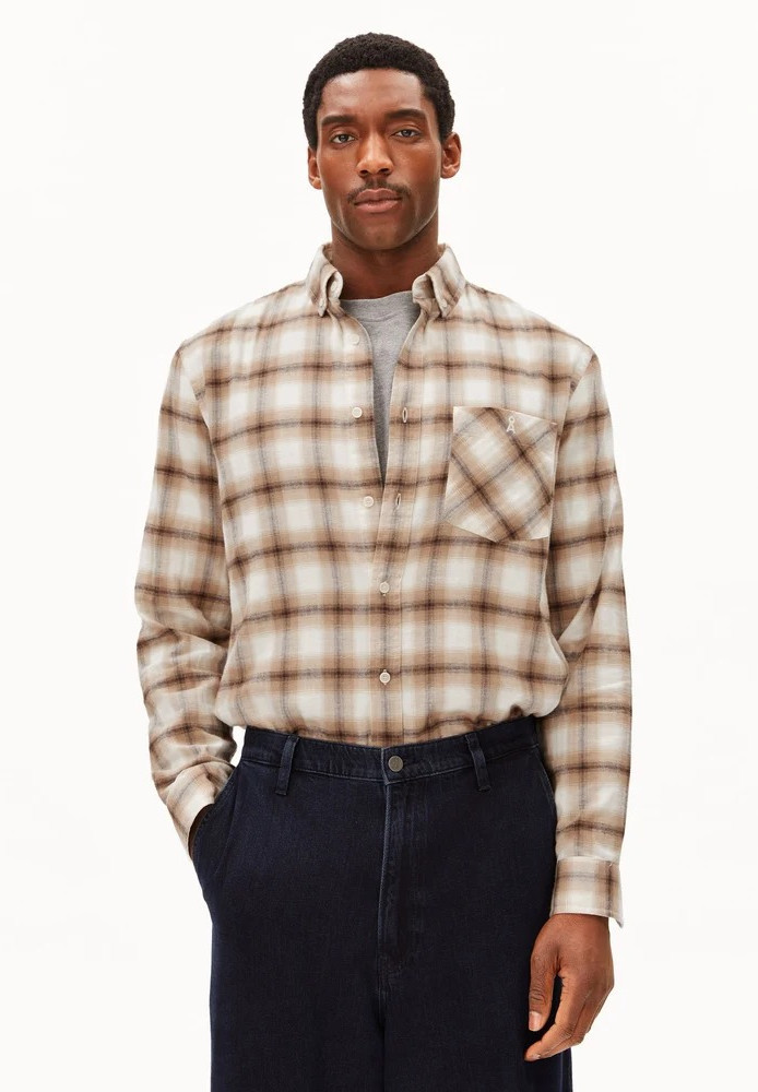 COTTON CHECK LONGSLEEVE SHIRT honey reed - ARMEDANGELS - NEU