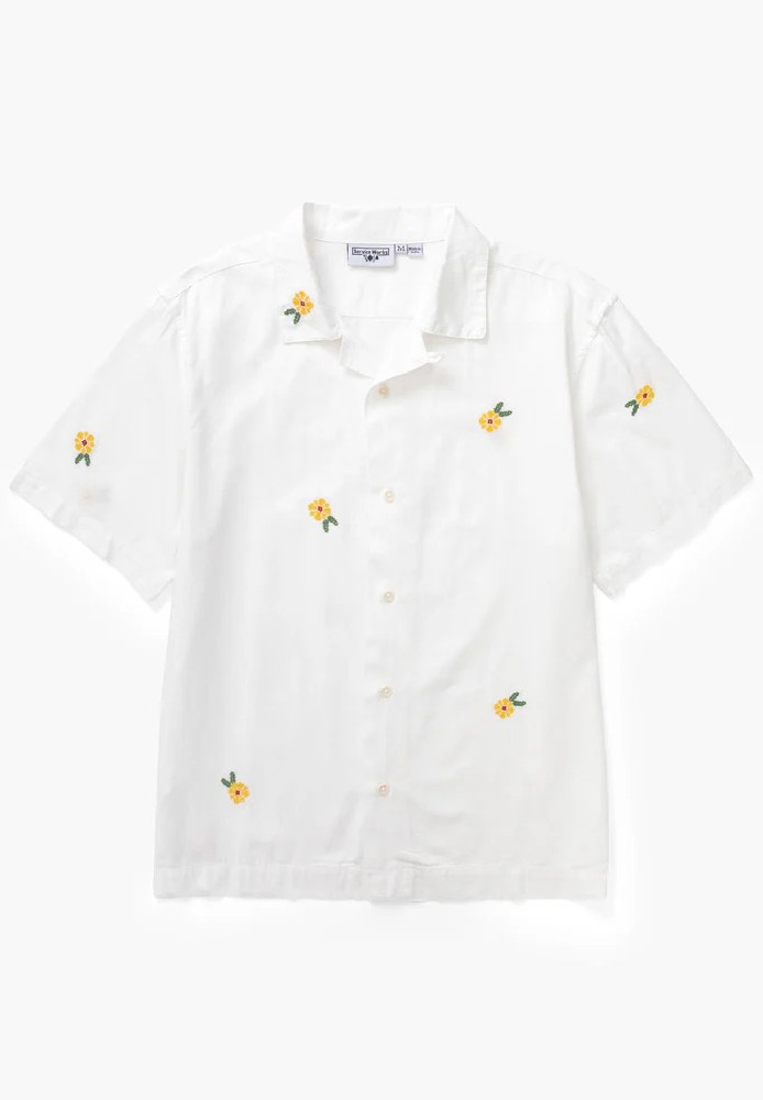 Cross Stitch Shirt White - Service Works - HERREN | SALE