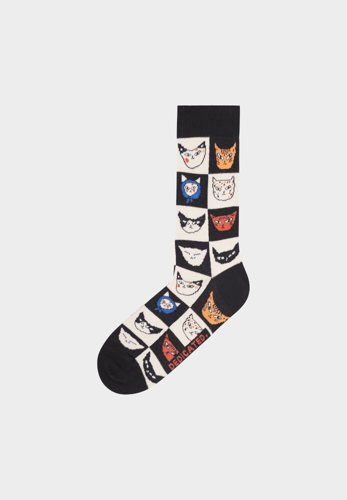 Socks Sigtuna Cat Bingo Black - DEDICATED - NEU