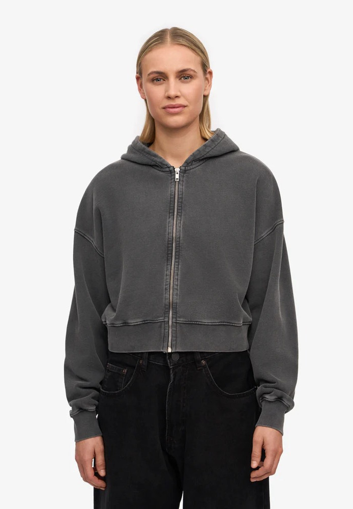 Organic Crop Zip Hood Faded Black - COLORFUL STANDARD - DAMEN | Sweats & Hoodies