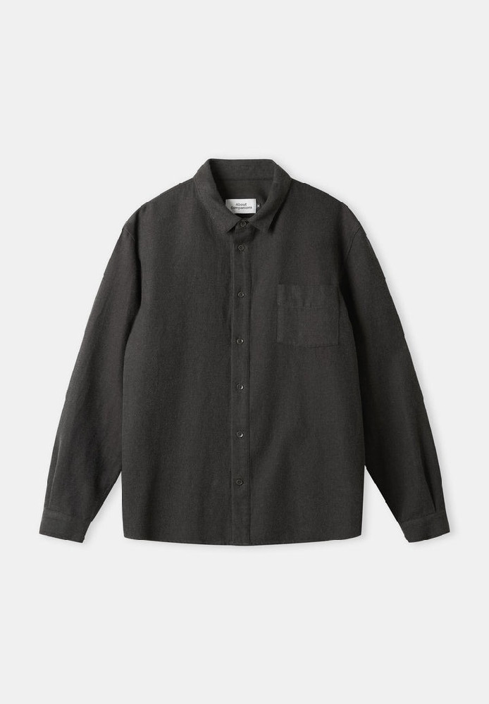 SIMON shirt flannel black olive - About Companions - NEU