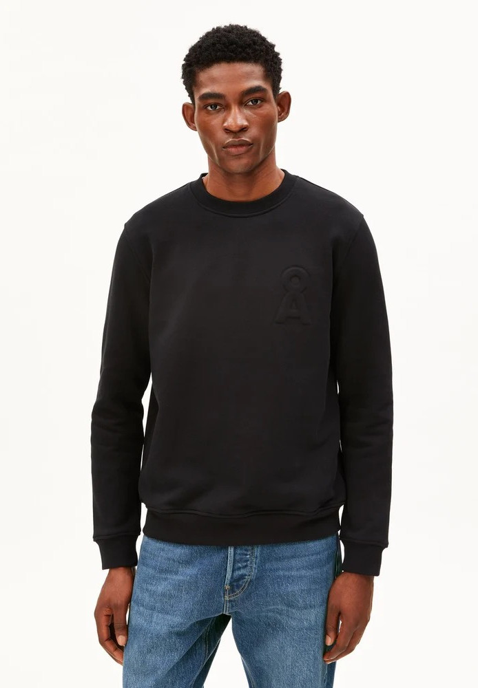 LOGO COTTON FLEECE SWEATSHIRT black - ARMEDANGELS - HERREN | Sweats & Hoodies