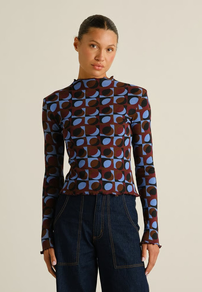 Rib Top Ryd Retro Geo Multi Color - DEDICATED - DAMEN | Longsleeves