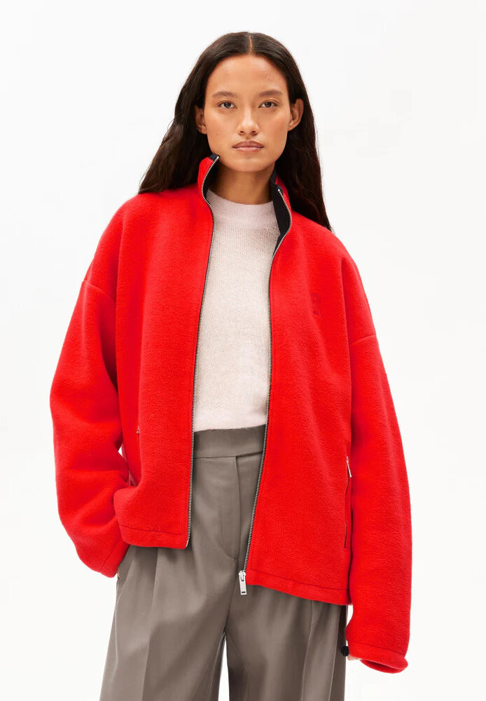 COTTON FLEECE JACKET mars red - ARMEDANGELS - MARKEN | ARMEDANGELS