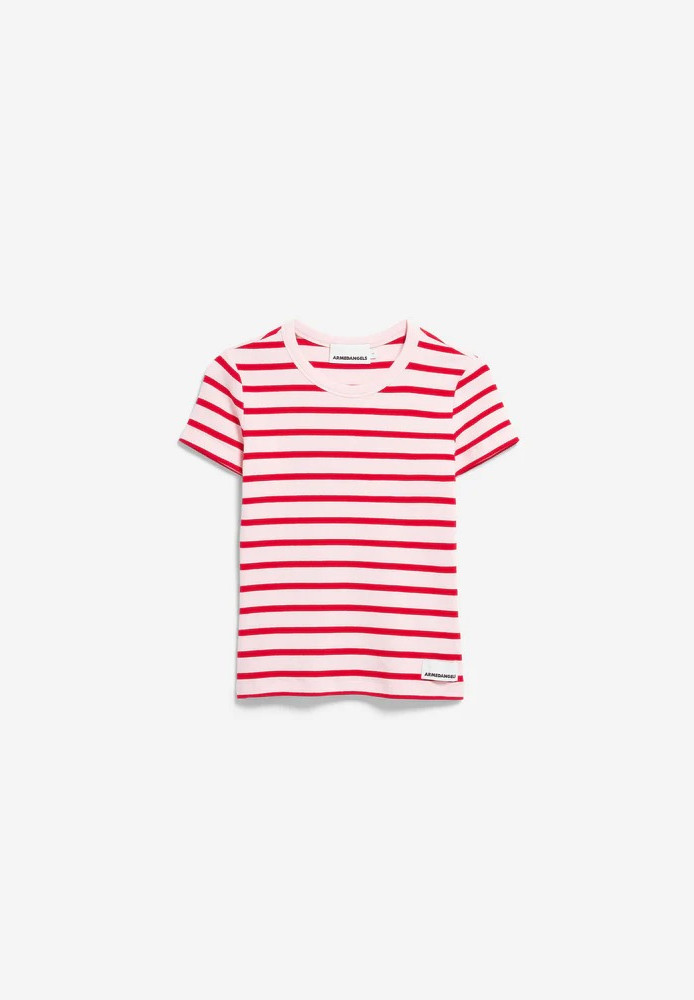 KARDAA STRIPES T-SHIRT pink mist-mars red - ARMEDANGELS - NEU
