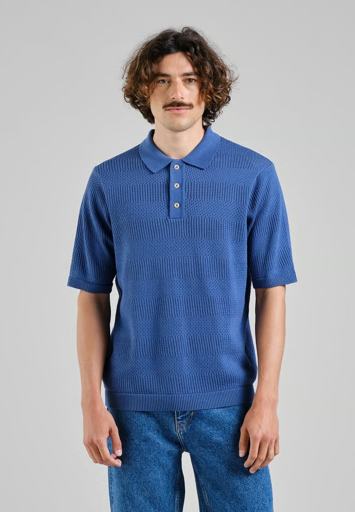 Knitted Polo Nogersund True Blue - DEDICATED - HERREN | Pullover & Cardigans